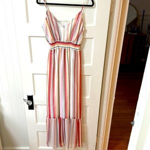 Pink striped maxi dress
